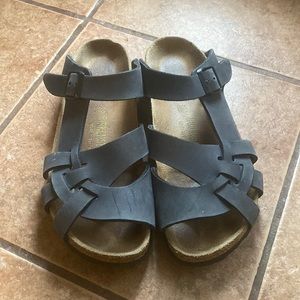 Birkenstock size 39. Color is blue from website but more charcoal like